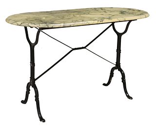 FRENCH CAST IRON & MARBLE-TOP BISTRO TABLE