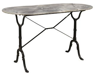 FRENCH CAST IRON & MARBLE-TOP BISTRO TABLE