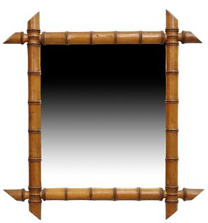 FRENCH FAUX BAMBOO TURNED MIRROR, 38" X 36"