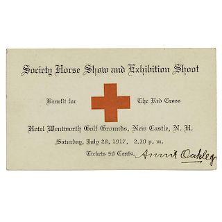 Red Cross Benefit Card Signed by Annie Oakley