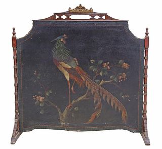 ENGLISH CHINOISERIE PAINTED FIRE SCREEN