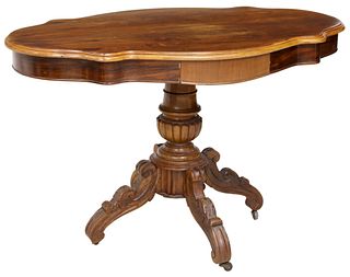 FRENCH LOUIS PHILIPPE BURLWOOD PEDESTAL TABLE