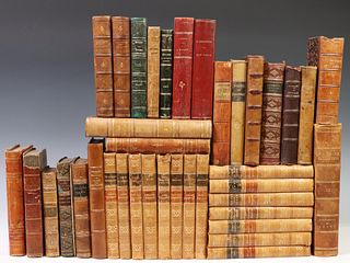 (38) LEATHER-BOUND LIBRARY SHELF BOOKS