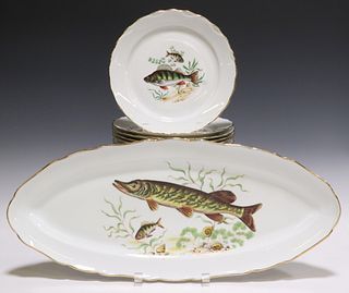 (13) FRENCH M&S PORCELAIN FISH SERVICE