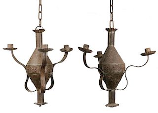 PAIR OF TIN CHANDELIERS