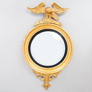 Federal Style Giltwood and Ebonized Convex Mirror