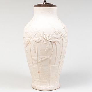 Biscuit Porcelain Vase Mounted as a Lamp