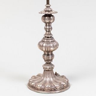 Silver Plate Candlestick Lamp