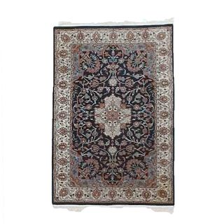 Tabriz Oriental Wool Rug, Blue & White, 20th C, 77"L x 48.5"W