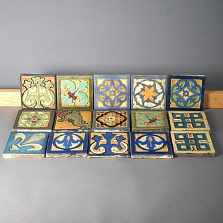 15 Antique Arts & Crafts Art Pottery Wheatley & Faience Tile Co. Wall Tiles c1910