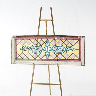 Antique Arts & Crafts Leaded Stained Glass Window circa 1910
