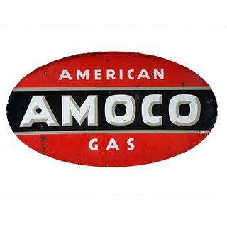 American AMOCO Gas Large Metal Advertising Sign