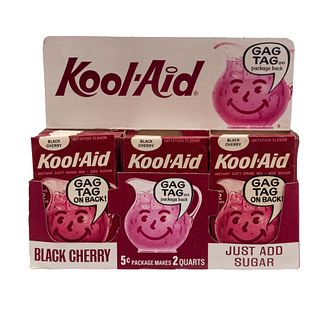 Vintage Kool-Aid Display and Packets, Black Cherry, Gag Tag