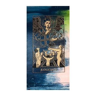 Steve Kaufman (1960-2010) "Tarot, Judgement" Hand Signed and Numbered Limited Edition Hand Pulled silkscreen mixed media on Canvas with LOA.