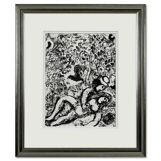 Marc Chagall (1887-1985), "Le Couple a L'Arbre" Framed Lithograph with Letter of Authenticity.