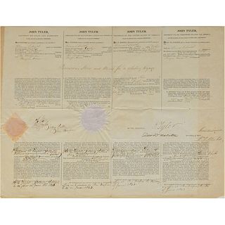 John Tyler and Daniel Webster Document Signed as President and Secretary of State