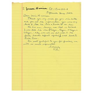 Ronald Reagan Autograph Letter Signed On His Family Name