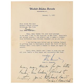 John and Jacqueline Kennedy (2) Typed Letters Signed with Family Ephemera