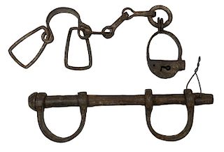 (2) EARLY CONTINENTAL LEG IRONS