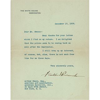 President Franklin D. Roosevelt Letter On the Great Depression (1936)