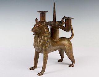 EARLY PERSIAN BRONZE CANDLEHOLDER