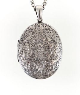 Antique Silver Locket & Chain