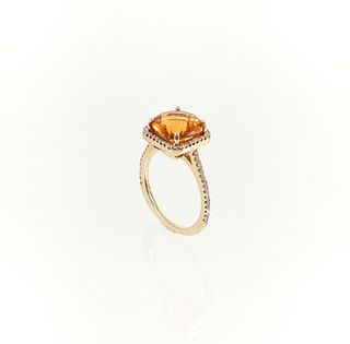 14K Citrine Diamond Ring