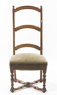A Provincial Walnut Ladder Back Side Chair, Height 43 inches.