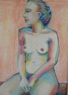 Ruby Newman "Sitting Nude " Figurative Pastel