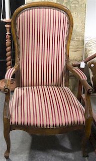 A Victorian Style Open Armchair, Height 44 inches.
