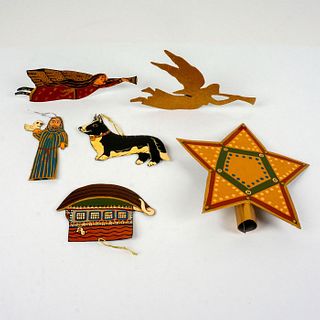 6pc American Folk Art Christmas Ornaments by D. Mihaltse