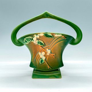 Roseville Pottery Vase w/Handle, Green Snowberry