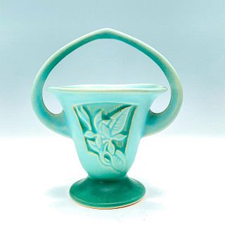 Roseville Pottery Small Flower Basket Vase, Blue Silhouette
