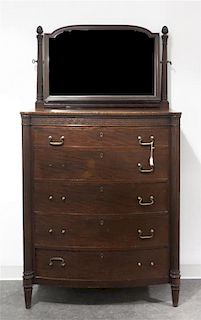 An American Mahogany Chest of Drawers, Height 46 1/4 x width 37 5/8 x depth 20 inches.