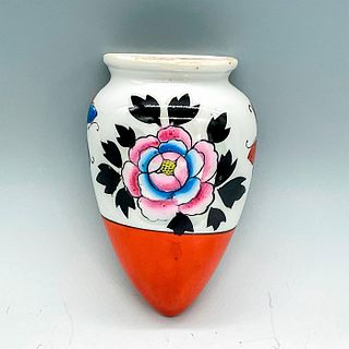 Vintage Porcelain Wall Pocket Vase, Flower and Butterflies