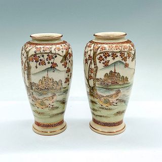 Pair of Small Japanese Porcelain Satsuma Vases