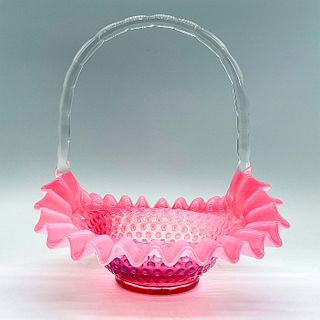 Vintage Cranberry Glass Opalescent Brides Basket