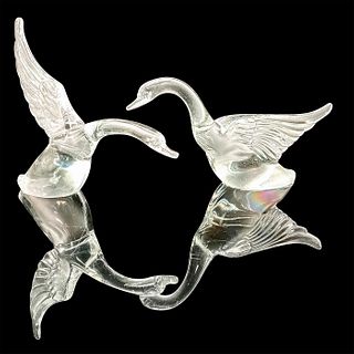 2pc Clear Glass Geese Figurines Wings Up and Wings Down