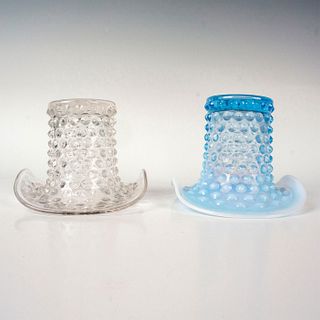 2pc Fenton Glass Hat Toppers, Hobnail