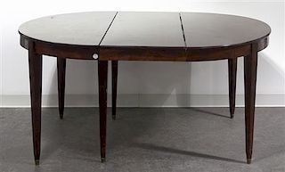A George III Style Mahogany Extension Table, Height 30 x width 49 1/2 x length 115 inches (fully extended).