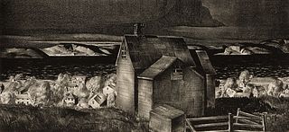 Stow Wengenroth (Am. 1906-1978), "Black Weather" Eastport, Maine, 1932, Lithograph, matted