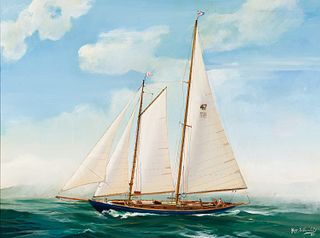 Kipp Soldwedel (Am. 1913-1999), Sailing on the High Seas, Oil on canvas, framed