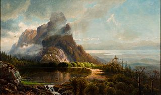 Edmund Darch Lewis (Am. 1835-1910), A Lake in the Clouds Mt. Mansfield, 1868, Oil on canvas, framed