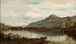 Samuel Lancaster Gerry (Am. 1813-1891), Mt. Lafayette and Profile Lake, Oil on canvas, framed