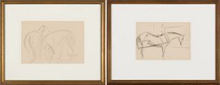 Oscar Bluemner (Am. 1867-1938), Two Works, Graphite on paper, framed under glass