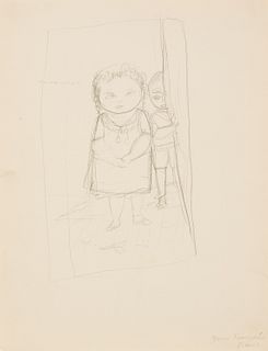 Yasuo Kuniyoshi (Jap./Am. 1893-1953), Girl and Boy, Graphite on paper, framed under glass