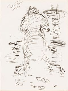 Marsden Hartley (Am. 1877-1943), "Woman Standing" 1908, Pencil on paper, framed under glass