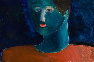 Richard Prince (Am. b. 1949), Blue Portrait, Acrylic on paper, unframed