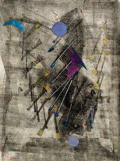 Rolph Scarlett (Can. 1889-1984), Abstraction with Purple, Monoprint hand painted with stenciling, framed under glass