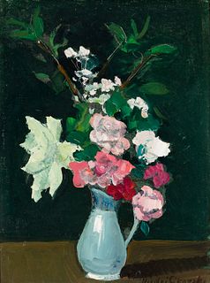 Nicolai Cikovsky (Am. 1894-1987), Pink Bouquet, Oil on canvasboard, framed